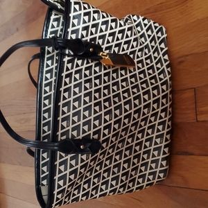 Lauren by Ralph Lauren black and cream shoulder bag